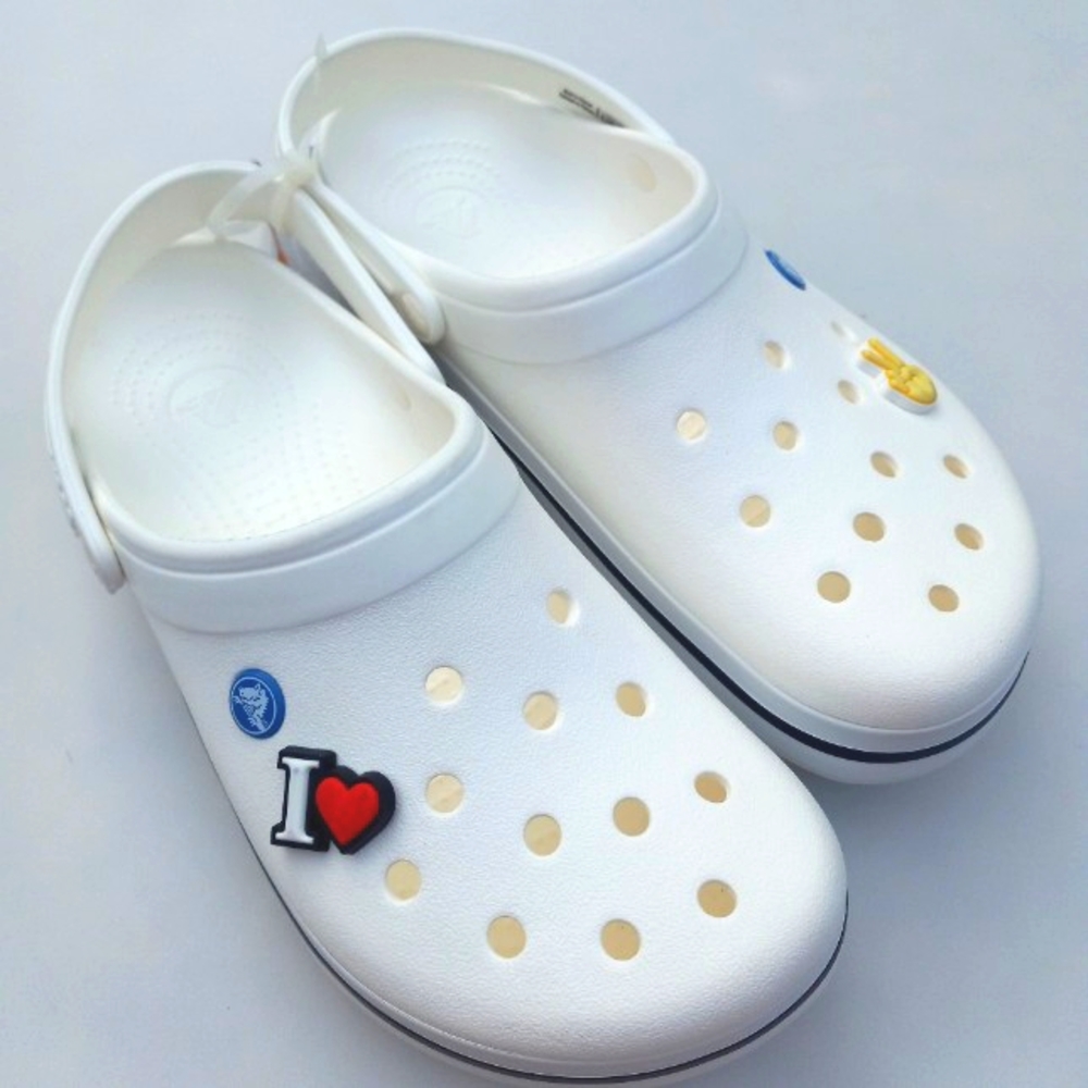 crocs crocband white  navy M9w11